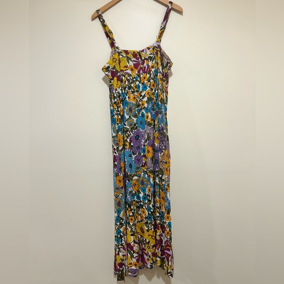 NATURAL LIFE Patti Side Slit Maxi Dress Multicolored Retro Floral Size Large - Picture 6 of 7